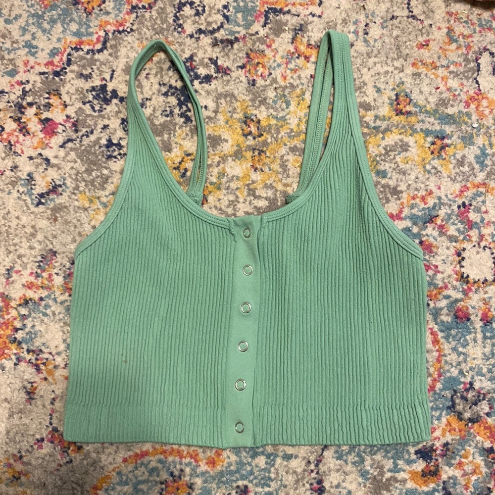 Green rubbed top, size large